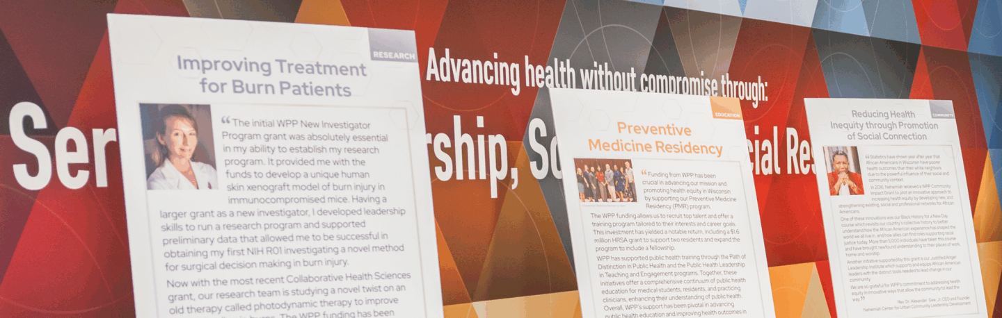 Research displayed on presentation boards