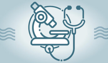 research icon: microscope and stethoscope