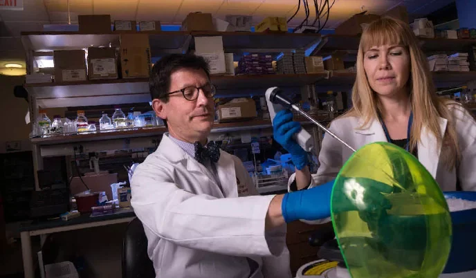 researchers working in a lab